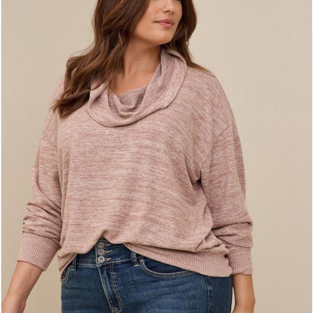 Torrid heathered mauve lightweight knit cowl neck sweater